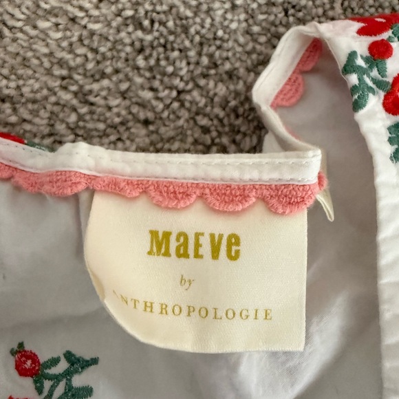 Anthropologie White Peplum Blouse with Red Rose Print - Picture 2 of 3